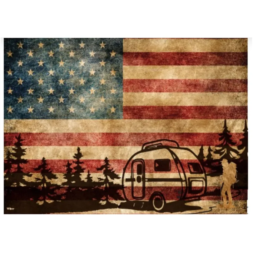 USA FLAG CAMPER SUPER SOFT BLA
