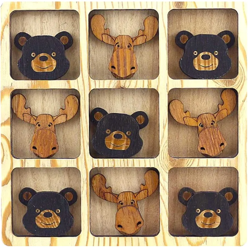 TIC TAC TOE BEAR/MOOSE FACES