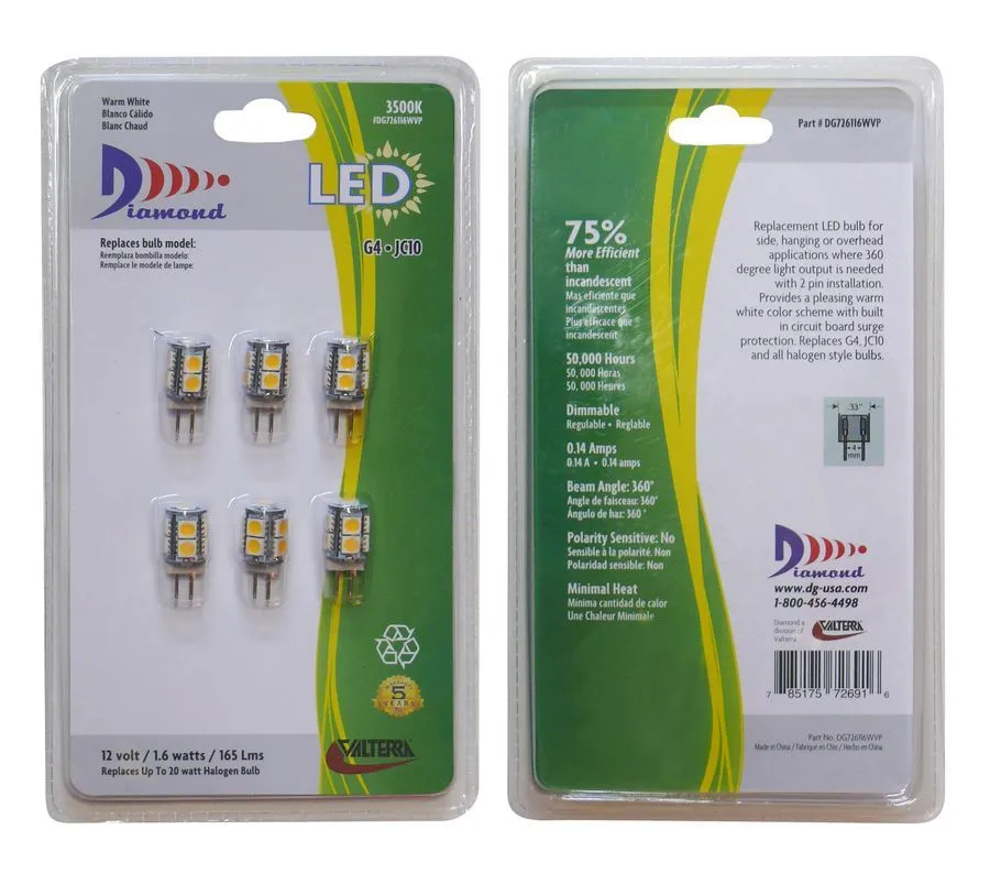 LED Bulb G4/JC10 Soft W 6/pk